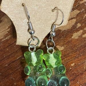 Green gummy bear earrings